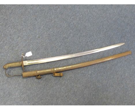 Sword: A WW1 German Cavalry sword. Single edged, curved, fullered blade 32". Ricasso marked 'L ZEITLER' & 'LW-14'. Steel stir