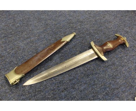 German SA Dagger with metal scabbard, blade maker marked 'HAMMESFAHR CIE. SOLINGEN'. 