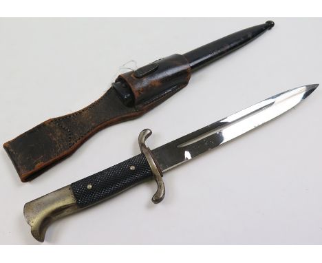 German Fire Parade bayonet (short version) with metal scabbard and brown leather frog. 