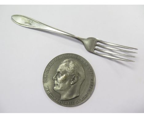 German WW2 Luftwaffe Herman Goring table medallion for Technical service to the Luftwaffe & Luftwaffe fork, GVF