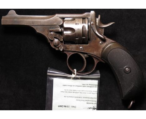 Revolver: A Boer War Webley MKIV service revolver. Calibre .455". Frame marked 'Webley Patents & MK IV' WD ordnance marks. Gr