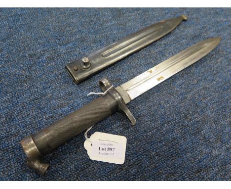 Bayonet: Swedish Model 1896 knife bayonet in its steel scabbard. Good clean example. All steel construction. 