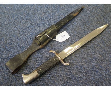 German WW2 fire service dress dagger in its black painted scabbard with frog  