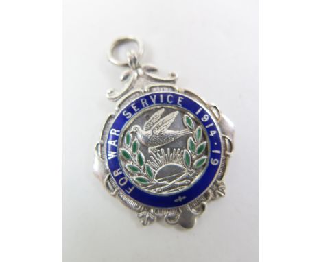 Tribute medal silver & enamel St. Harmon & District Fund for War Service 1914 - 19. Hallmarked F&S. Birmingham, 1919