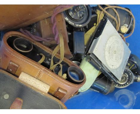 RAF Air Ministry items, inc binoculars, air speed calculator, switch box identification type B, amplifier type A1134A, headph