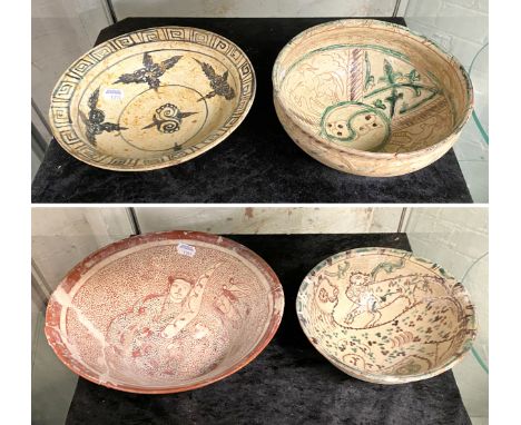 FOUR ISLAMIC CERAMIC BOWLS A/F