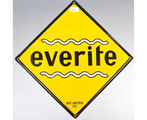 Everite - A 20th century French retro vintage enamel porcelain advertising shop display sign for 'Everite En Vente ici' of lo