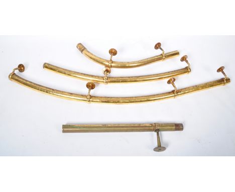 A 20th Century vintage antique style large brass handrail / theater banister rails of large tubular brass construction. Most 