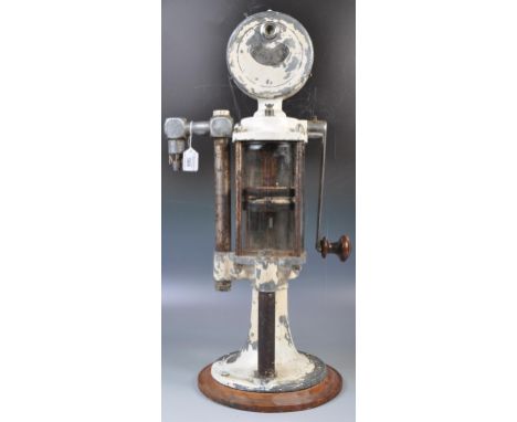Paca - A mid 20th Century 1940's Spanish retro vintage shop olive oil dispenser of metal and glass cylindrical form. The disp