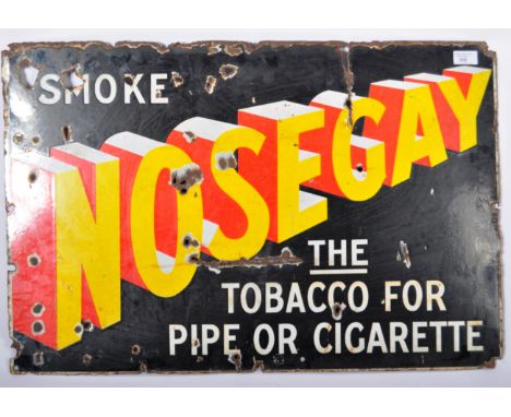 Nosegay - A 20th Century vintage industrial&nbsp;enamel point of sale enamel worked porcelain shop advertising sign for 'Smok