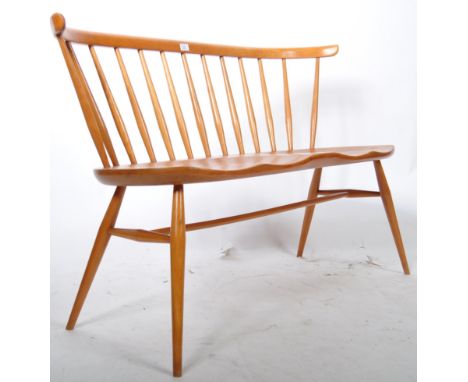 Lucian Ercolani - Ercol - Model 450 - Love Seat - A 1960's retro vintage blonde beech and elm loveseat / bench having a stick