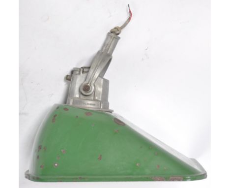 A large mid 20th Century retro vintage industrial factory / yard enamel light lamp. The lamp retaining the original fixture p