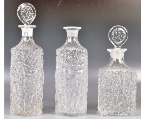 Geoffrey Baxter - Whitefriars - Glacier - A set of three original retro vintage 1960's Whitefriars English studio art glass d