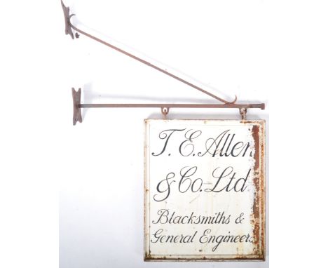 An early 20th Century vintage heavy cast iron double sided&nbsp;advertising shop point of sale painted sign for 'T. E. Allen 