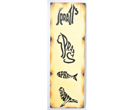 A contemporary oil on board artists impression painting of a vintage enamelled advertising sign for Spratts. The enamel impre