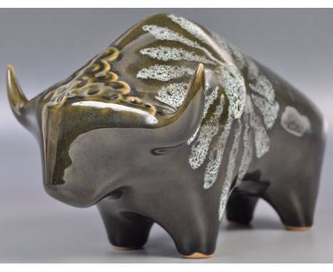 Elizabeth Skipworth - Lotus Studio Pottery - An original mid 20th Century 1960's retro vintage studio art pottery ceramic fig