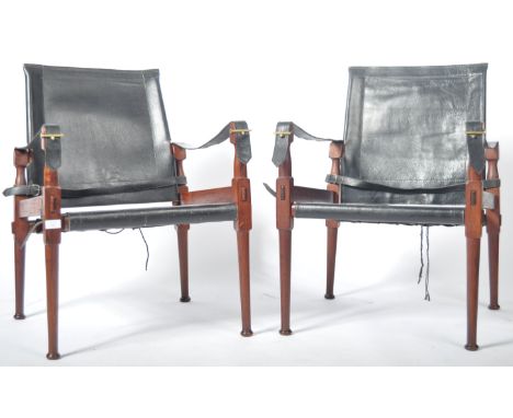 M. Hayat & Brothers - Safari Chairs - A fantastic pair of 20th Century retro vintage Indian 1970s Safari Chairs / armchairs b