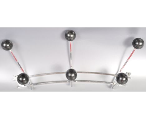 A good set 20th Century retro vintage wall mounting sputnik atomic&nbsp;space age coat hook rack. The rack having stylish cur
