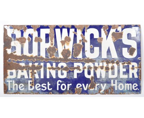 Borwick's Baking Powder - A 20th Century vintage&nbsp;enamel point of sale enamel worked porcelain shop advertising sign for 