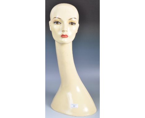 An original retro vintage 20th Century advertising point of sale shop display millinery haberdashery mannequin head / wig sta