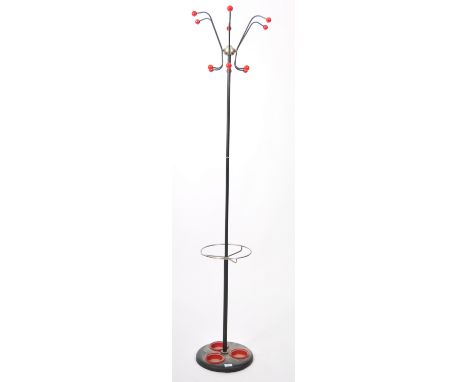 A good mid 20th Century retro vintage 1970's atomic / sputnik floor stand coat / hat stand having red ball finial hooks with 