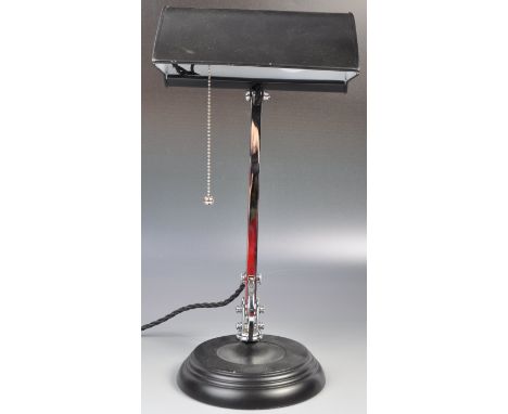 A good early 20th Century English vintage&nbsp;industrial metal and chrome bankers desk lamp being well restored. The lamp ha