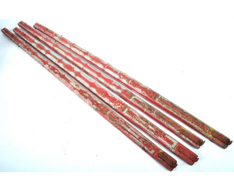 A good set of early 20th Century vintage fairground / amusement park pillars / posts of wooden construction with each retaini