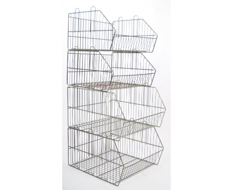 A mid 20th Century retro vintage shop display / kitchen vegetable four sectional graduating stacking rack. The veg stand of g