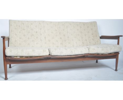 Greaves &amp; Thomas - A superb 20th Century retro vintage teak wood sofa settee by Greaves and Thomas of London. The lounge 