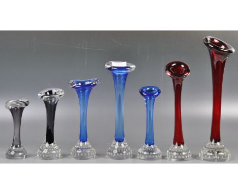 Aseda - Jack In The Pulpit / Bone - A collection of seven 20th Century Swedish retro vintage studio art glass vases comprisin