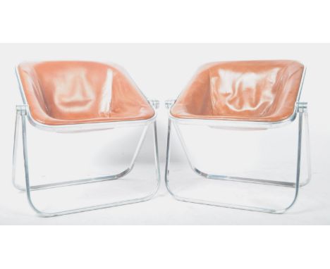 Giancarlo Piretti - Castelli - Plona - A stunning pair of mid 20th Century Italian retro vintage chrome and leather folding c