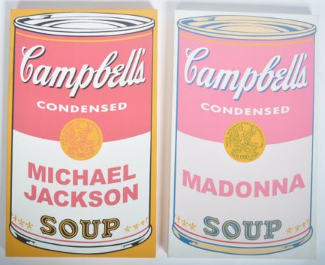 Ken Surman - Pop Art - A pair of contemporary retro style Campbell's soup canvas prints in the manner of Andy Warhol by Ken S