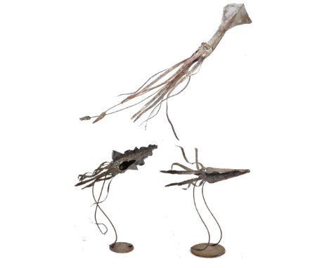 Squid - a large and impressive 20th century set of sculptures in the form of squid sea creatures. The largest squid of welded