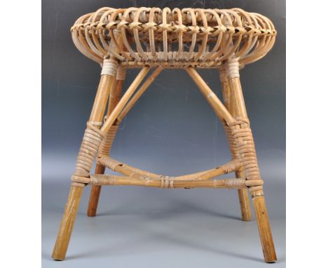 Franco Albini (believed) - A quality mid 20th Century Italian retro vintage wicker / cane and bamboo stool believed to be Fra