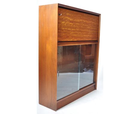 Herbert Gibbs - A 20th Century British retro vintage teak wood display cabinet library bookcase having a drop down bureau top