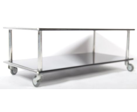 Habitat - A good 20th Century retro vintage 1980's black metal and chrome coffee table by Habitat&nbsp;Retail Company. The tw