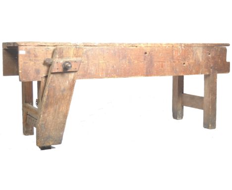 A good 19th Century Victorian Industrial antique rustic woodworkers bench / workman's bench - conversion to console table bei