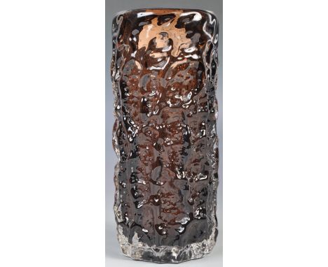 Geoffrey Baxter - Whitefriars - Textured Range - Model 9690 - An original 1960's English retro vintage studio art glass bark 