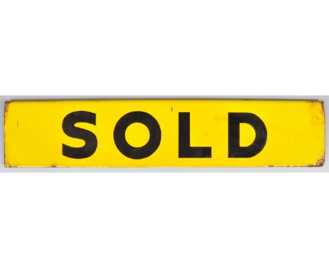 A mid 20th Century retro vintage double sided enamel point of sale enamel worked porcelain advertising sign having yellow gro