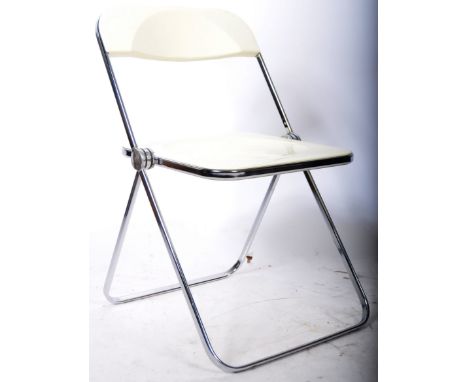 Giancarlo Piretti - Castelli - Pila - A good 20th Century retro vintage coated metal and cream perspex folding chair / desk c