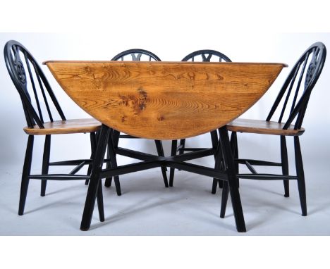 Lucian Ercolani - Ercol - 377 - An original vintage 1960's retro beech and elm dining suite comprising of a model 377 drop le