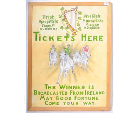 A contemporary oil on board artists impression painting of a vintage enamelled Irish advertising sign for Tickets Here. The e