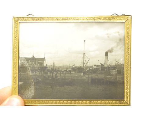A Sixth-Plate Glass Positive, of early harbour / shipping screen, in gilt-metal frame