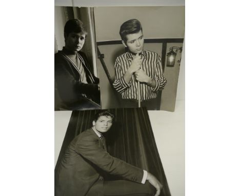 Cliff Richard Prints: three  16" X 20" 1960s portrait silver print of one bearing fan club stamped to reverse. Good condition