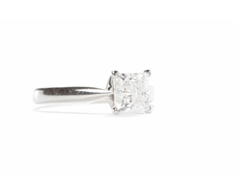 PLATINUM DIAMOND SOLITAIRE RING
the princess cut stone of approximately 1.11 carats, size J-K