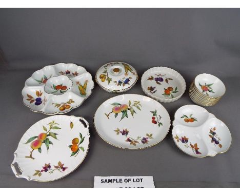 Royal Worcester - A quantity of Royal Worcester 'Evesham' pattern dinner and tea ware comprising plates, cups, saucers, teapo