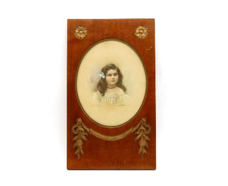 A Portrait of girl, signed distinctly and dated 'Wein '04', in a carved and gilt mahogany frame, 27 x 45.5cmCondition report: