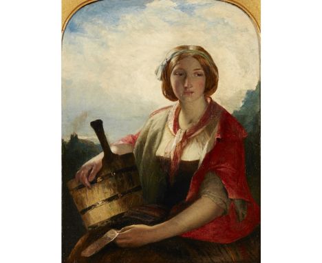 JAMES ECKFORD LAUDER R.S.A. (SCOTTISH 1811-1869)PORTRAIT OF JEANIE DEANS Signed and dated 1855-6, oil on canvas, arched top42