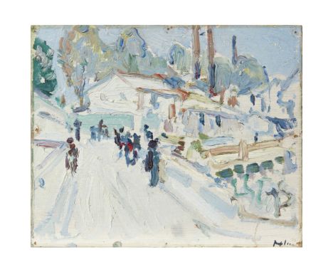 SAMUEL JOHN PEPLOE R.S.A. (SCOTTISH 1871-1935)A STREET IN PARIS Signed, inscribed and dated 1911 on a contemporary label to b