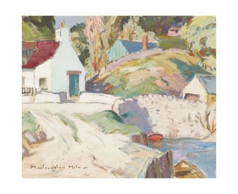 [§] JOHN MACLAUCHLAN MILNE R.S.A. (SCOTTISH 1886-1957)THE HARBOUR AT CORRIE, ARRAN Signed, oil on canvas51cm x 61cm (20in x 2